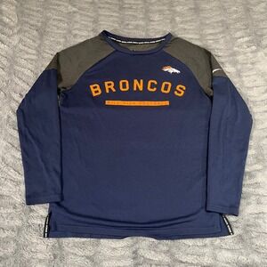 Nike Denver Broncos NFL Dri-FIT Long Sleeve Shirt Navy Blue XS 908505-419